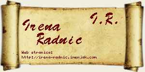 Irena Radnić vizit kartica